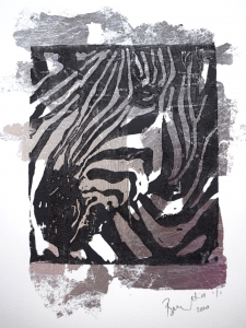 zebra with silver leaf