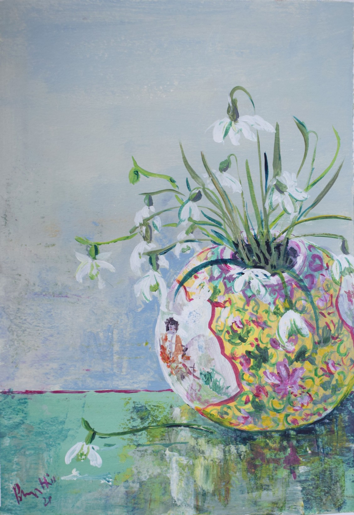Snowdrops in a Chinese ginger jar