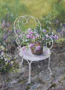 Petunia in a terracotta pot