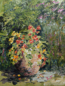 Nasturtiums in a terracotta urn